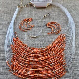 Arizona Jeans Company Women Necklace W. Matching Earrings Fashion Jewelry Set